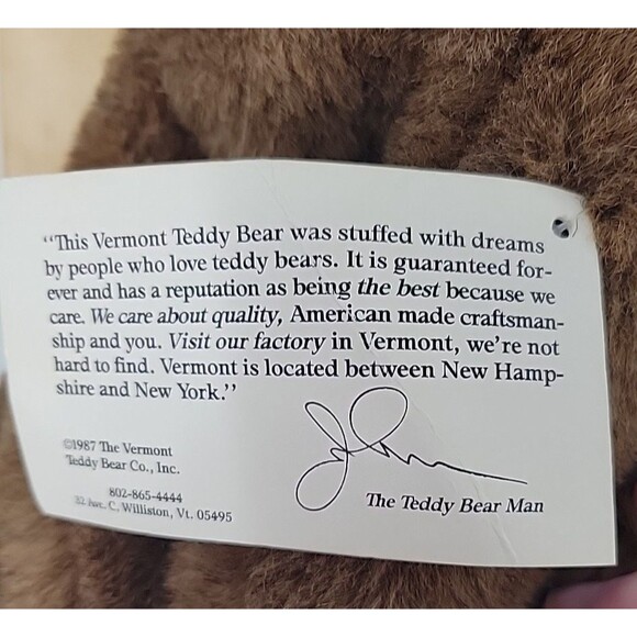 Vermont Teddy Bear Moose Plush 12 Inch Stuffed Animal Tags Limited Edition 1987 - Picture 8 of 10